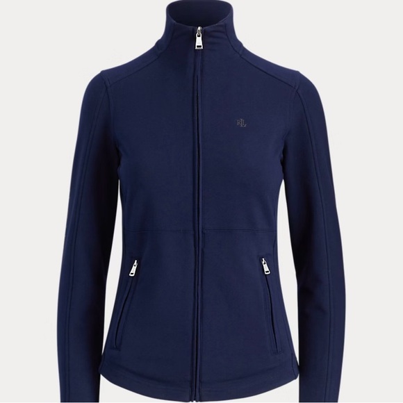 Ralph Lauren Jackets & Blazers - Ralph Lauren mock neck jacket in navy blue full zip pocket monogram sz large